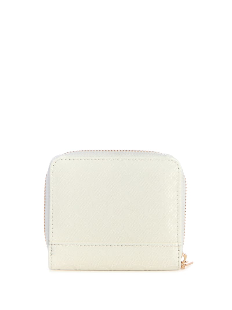 miruve ミニウォレット クリーム 韓国 Lumina Logo Shine Small Zip-Around Wallet | GUESS Factory