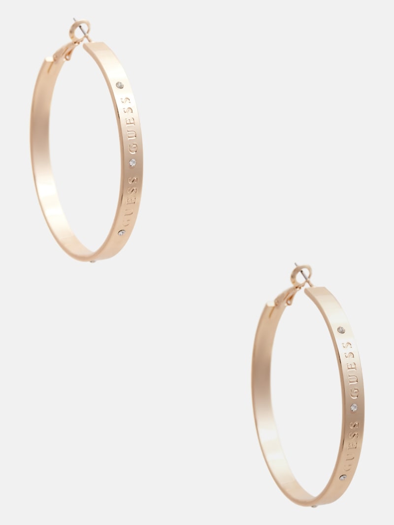 Gold Tone Logo Hoop Earrings