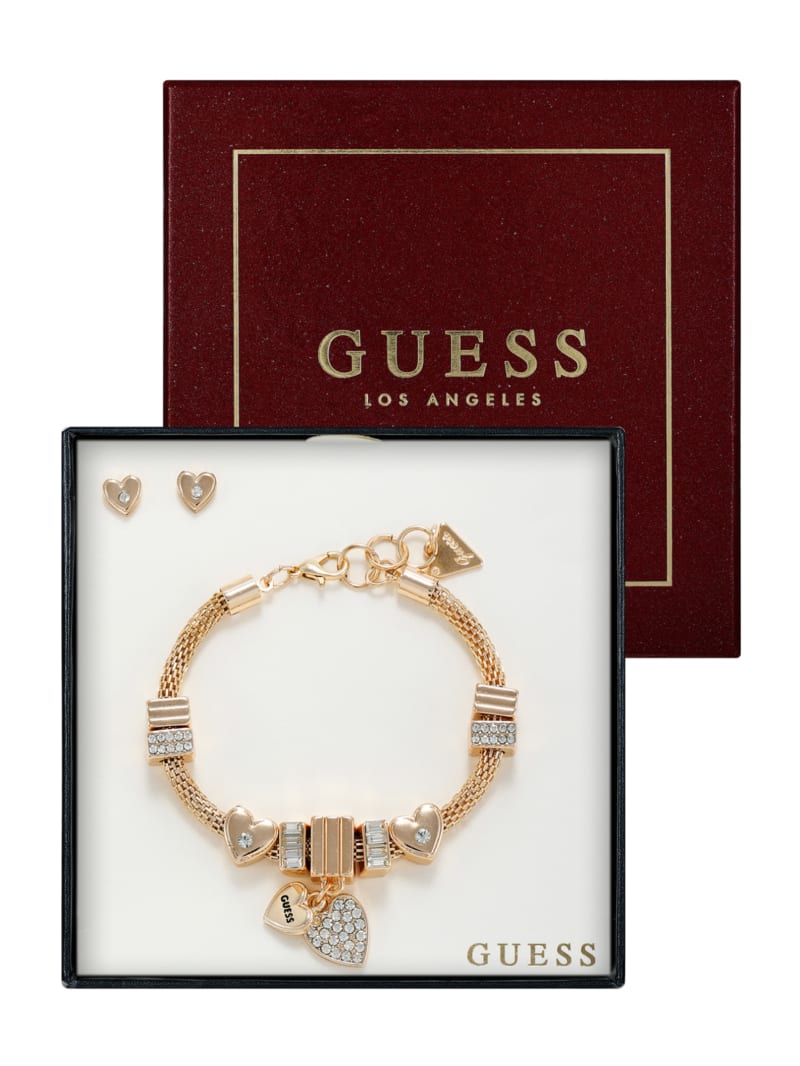 Gold-Tone Charm Bracelet and Earrings Box Set