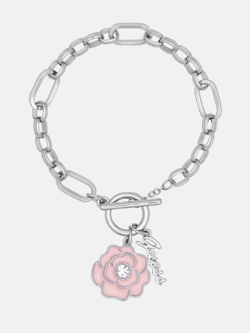 【本日特価】 Bracelet Charm Logo & Flower Silver-Tone | Ca Factory GUESS アクセサリー