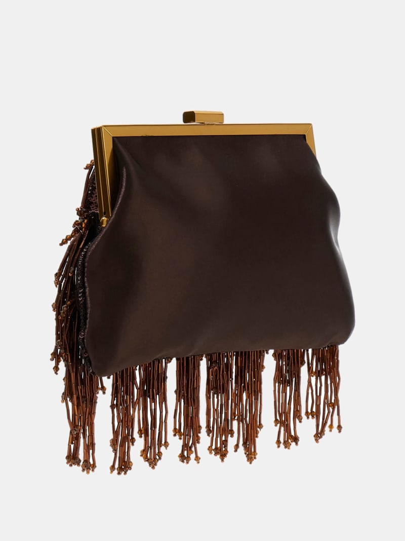 Marciano pearl fringe clutch bag