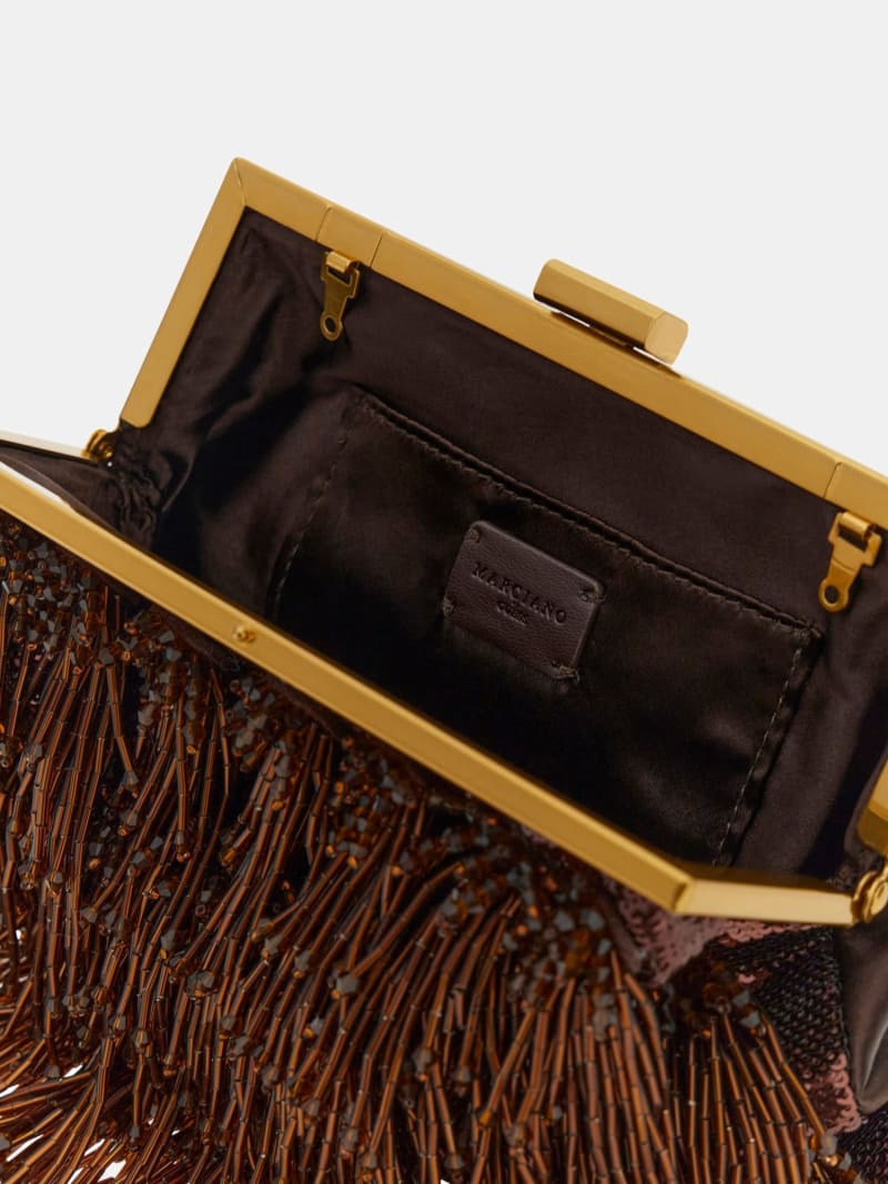 Marciano pearl fringe clutch bag