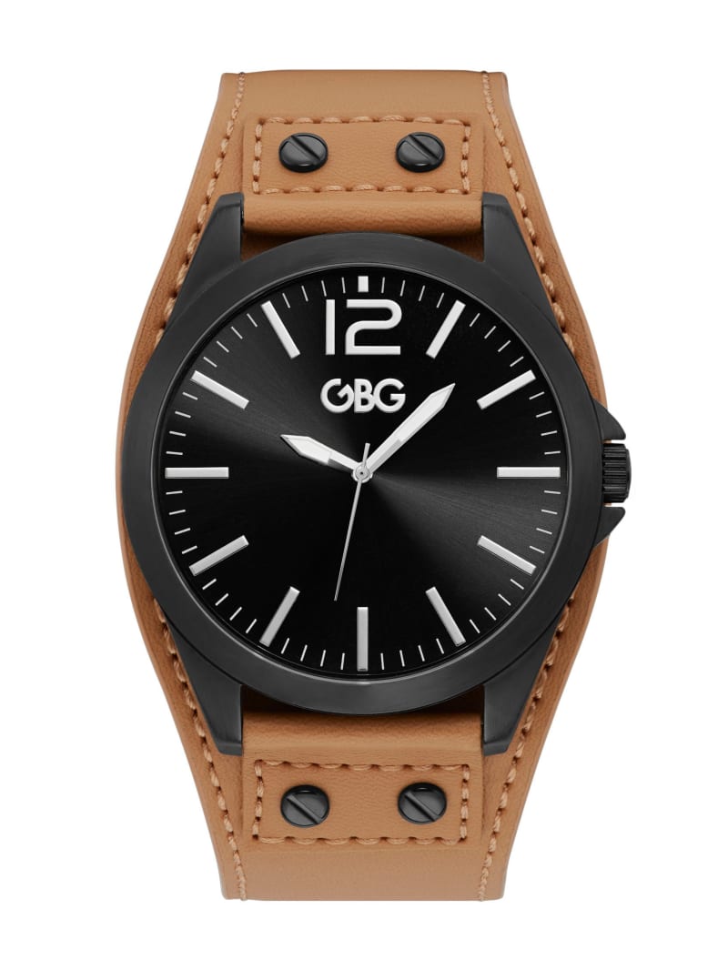 Black & Brown Analog Leather Watch