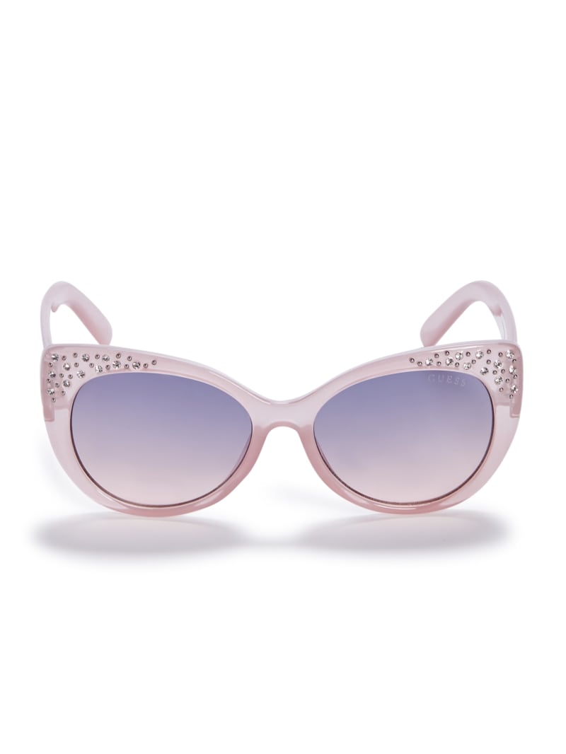 Rhinestone Plastic Round Sunglasses GUESS Factory Ca