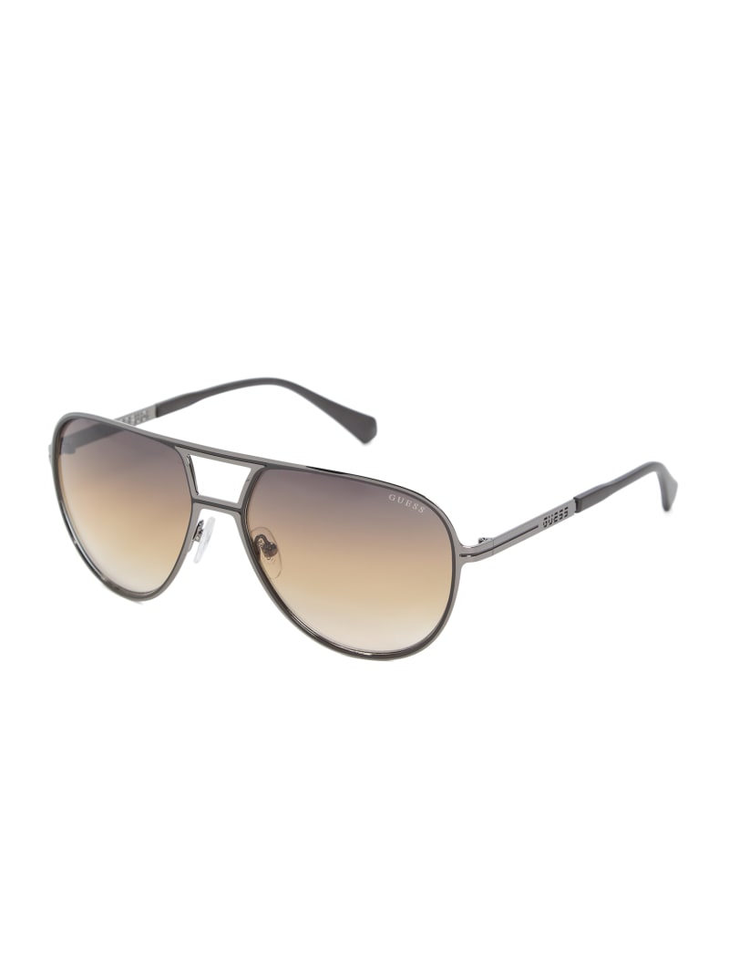 モノパス スマイル Coated Metal Aviator Sunglasses | GUESS Factory