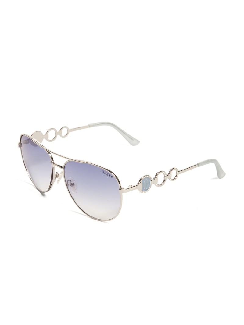 Rhinestone Circle Aviator Sunglasses GUESS Factory