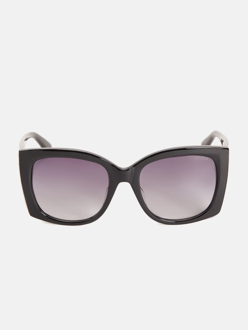 Factory Oversized Plastic Butterfly Sunglasses - Black