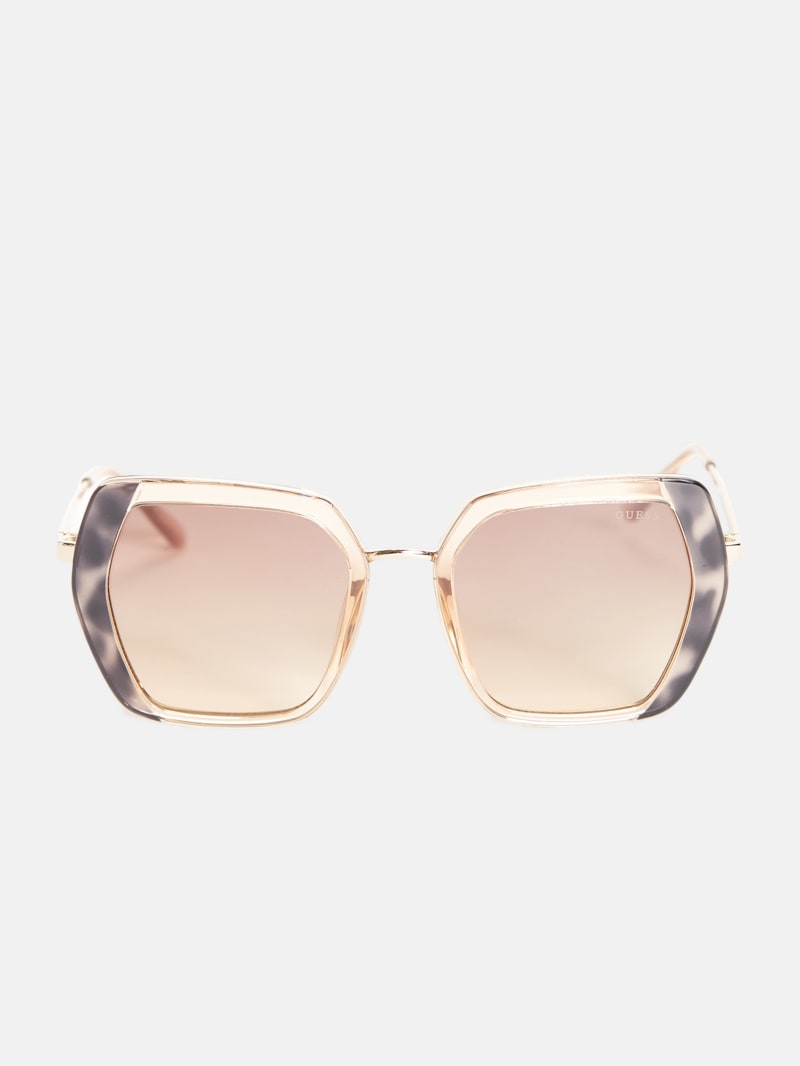 Geometric Plastic Trim Sunglasses | GUESS Factory