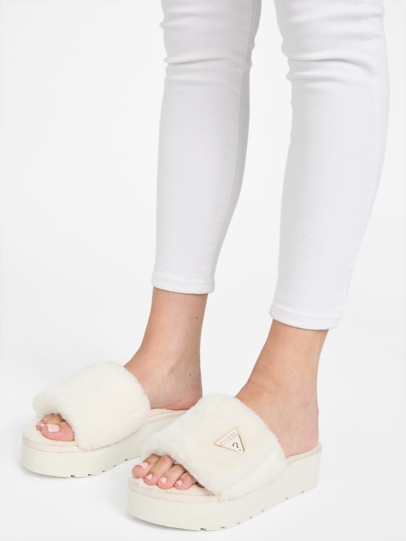 Alista Faux Fur Platform Slide Sandals