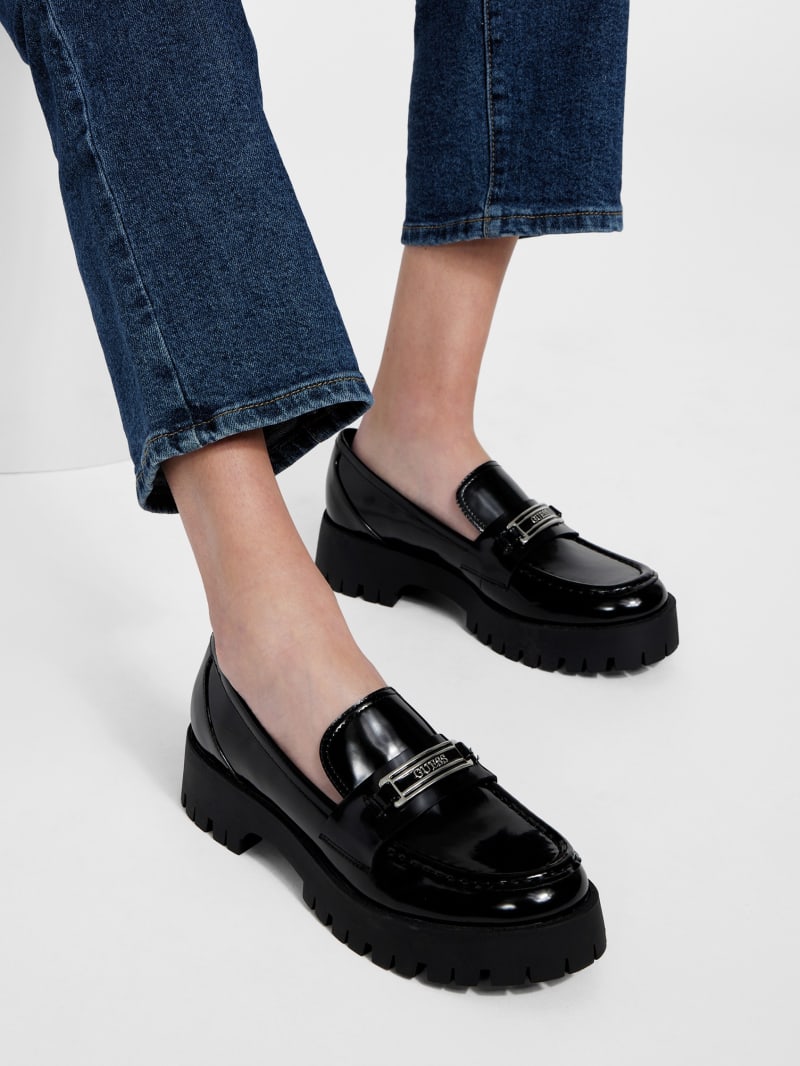 Apply Faux Leather Logo Loafer GUESS Factory