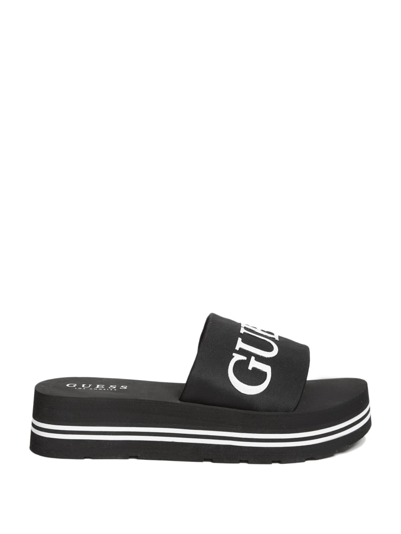 guess black wedge flip flops