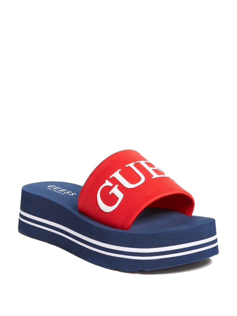 red guess flip flops