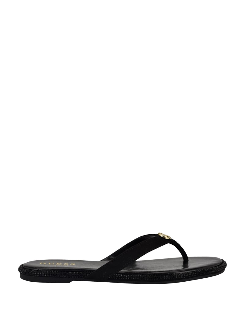 【GUESS】Tata Sparkle Botai Flipflop Sandals Guess Women's Tata Eva Sparkle Bow Flip Flop Sandals In
