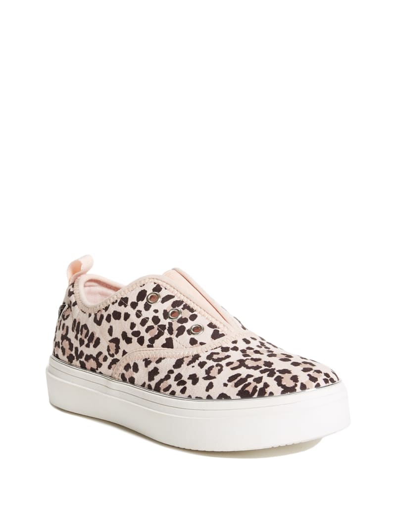 white leopard slip on sneakers