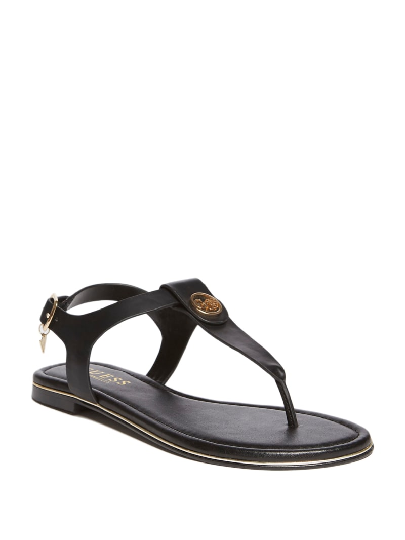 Carmel T-Strap Logo Sandals | GUESS Factory Ca