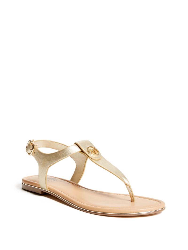 Carmel T-Strap Logo Sandals | GUESS Factory Ca