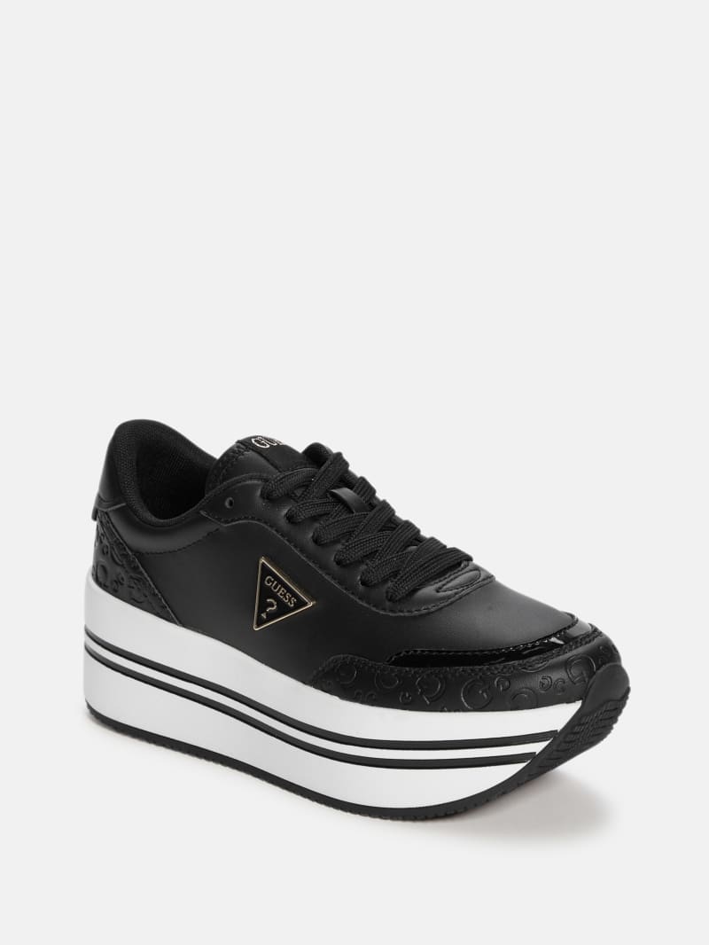 Chunky black platform sneakers deals