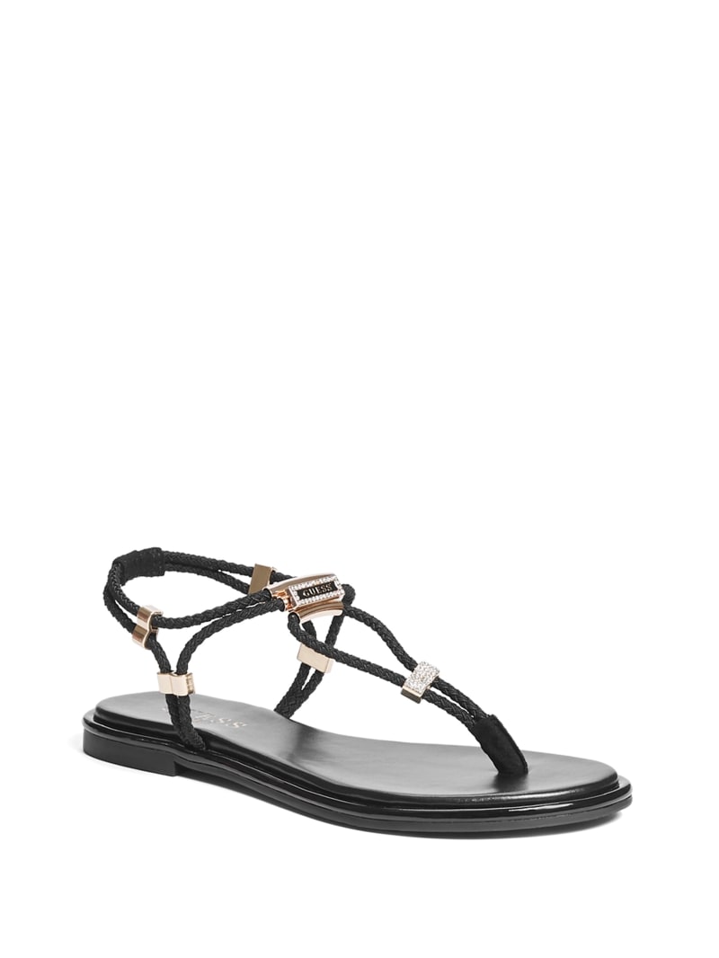 Coins Stretch T-Strap Sandals