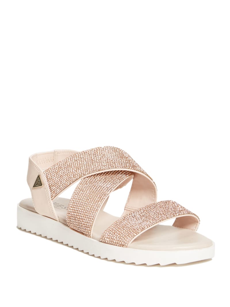 Karsyn Rhinestone Flat Sandals GUESS Factory