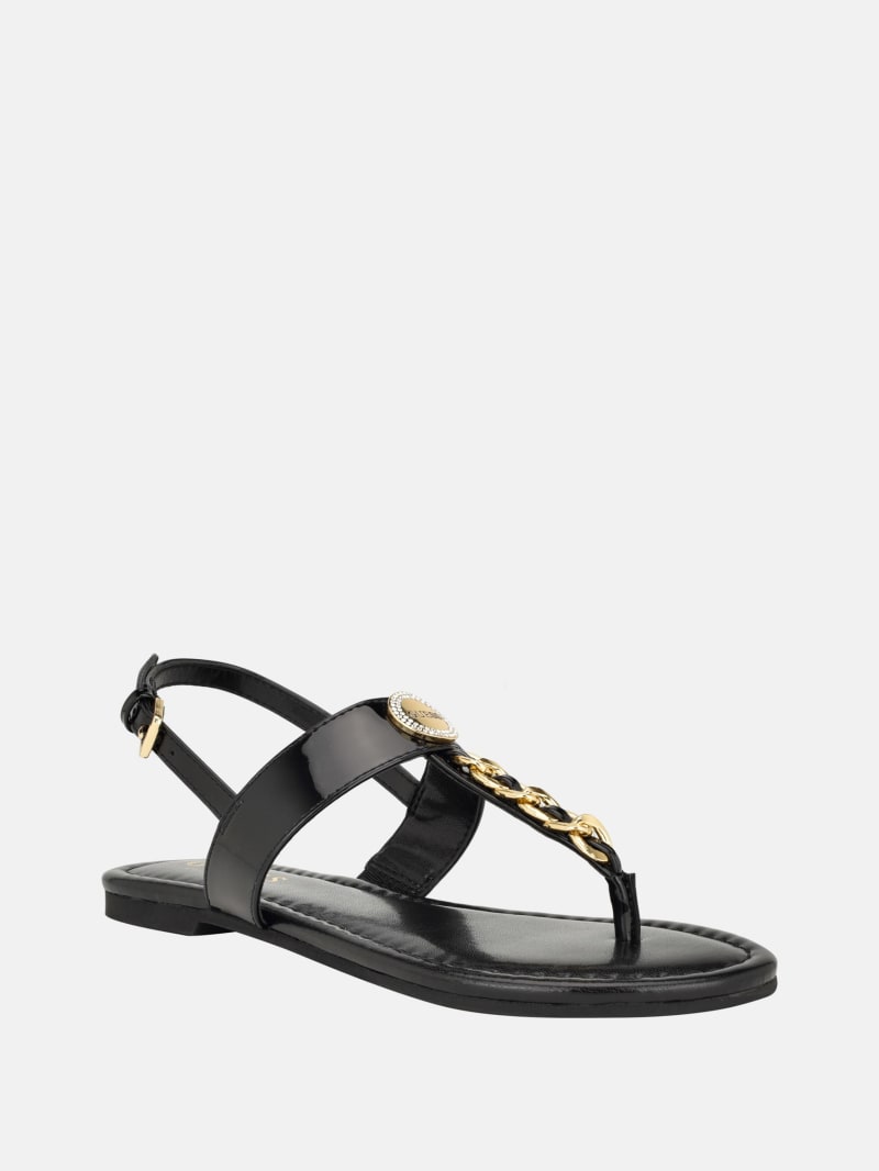 Livvy Chain T-Strap Sandals | GUESS Factory