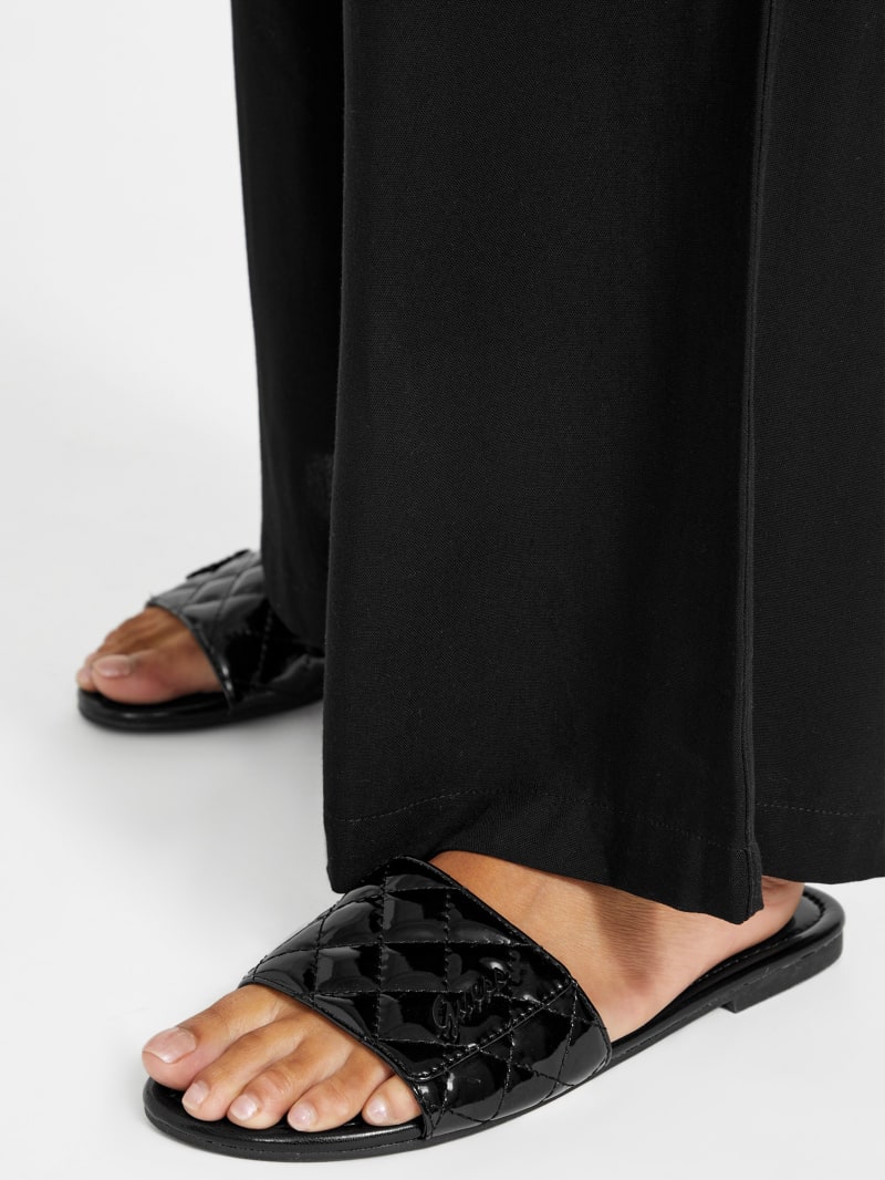 Lylas Quilted Patent Slide Sandals