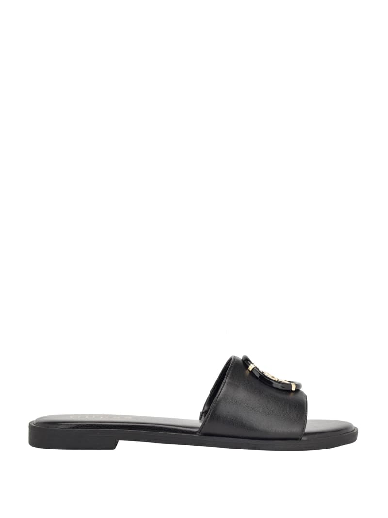 Magnify Faux Leather Beach Slides GUESS Factory Ca