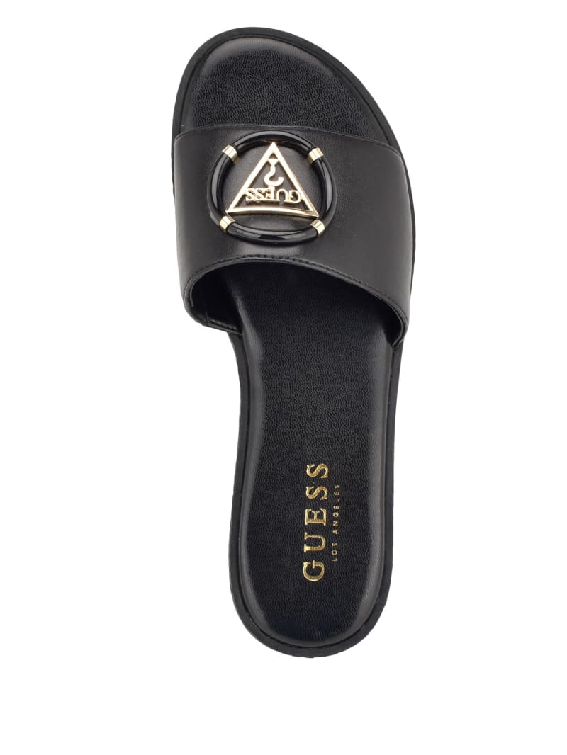 Magnify Faux Leather Beach Slides GUESS Factory Ca