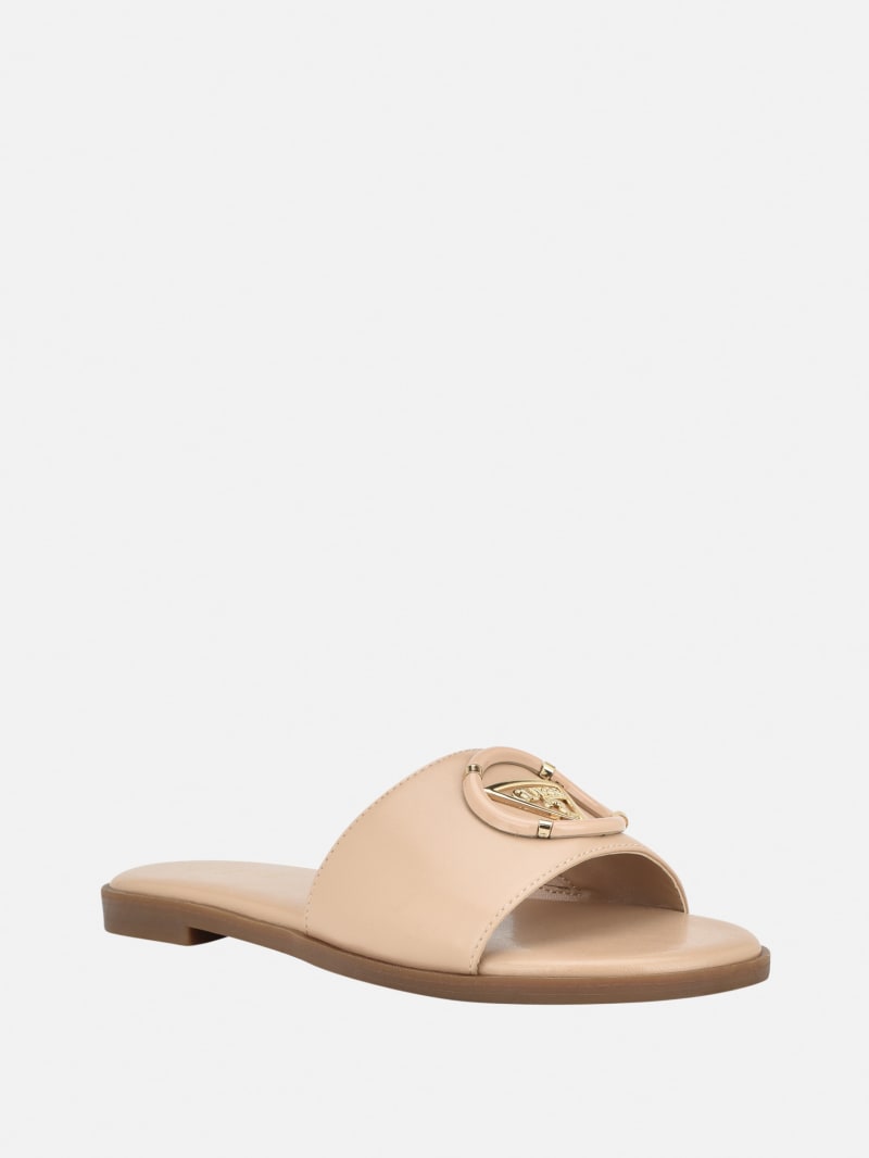 Magnify Faux-Leather Beach Slides | GUESS Factory