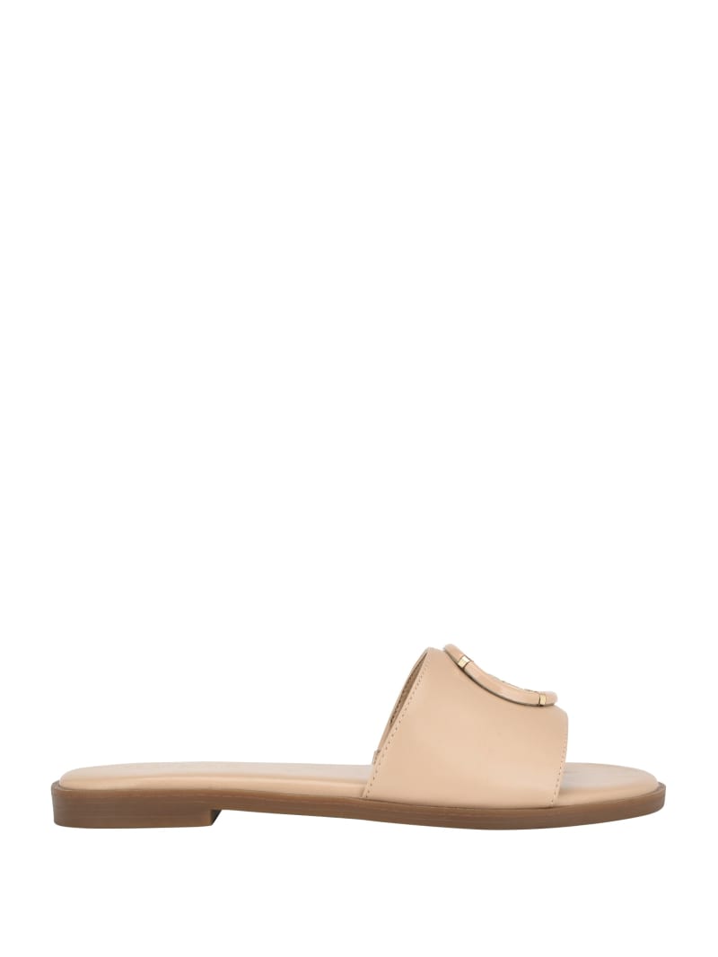 Magnify Faux-Leather Beach Slides | GUESS Factory