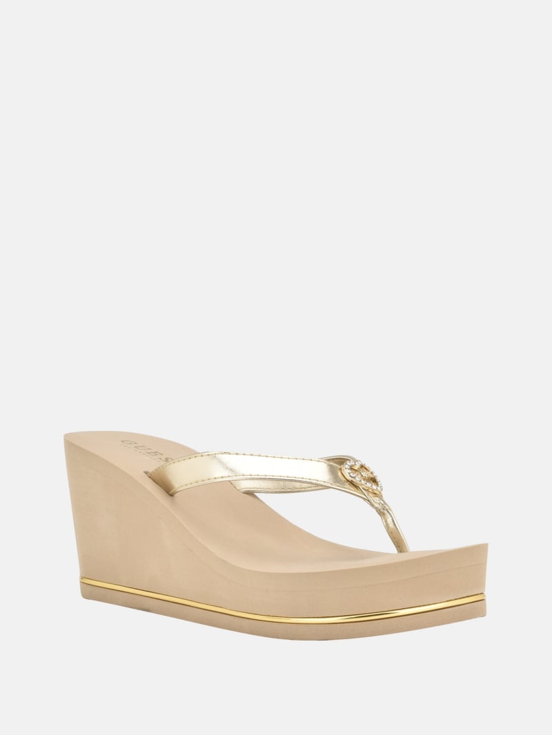 Gold wedge flip flops discount