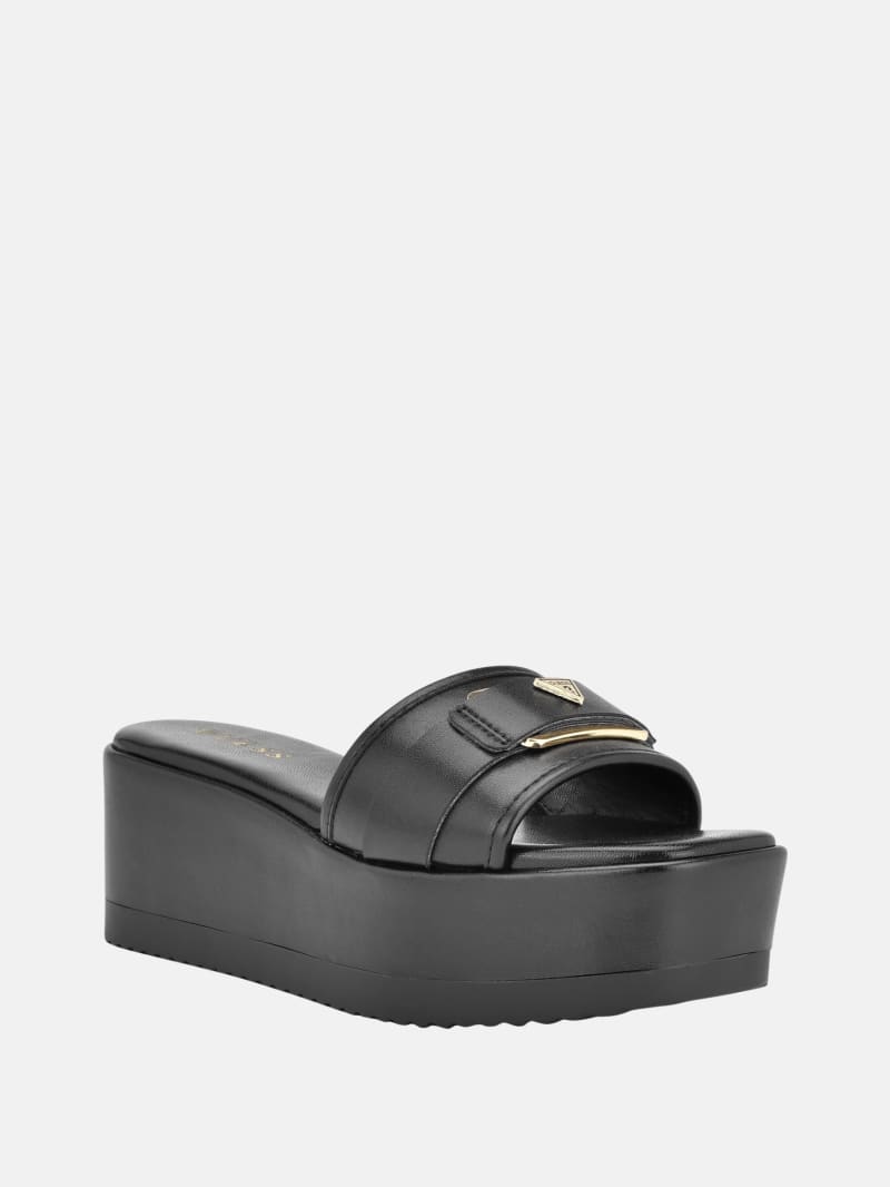 Faux-Leather Platform Sandals | GUESS Factory