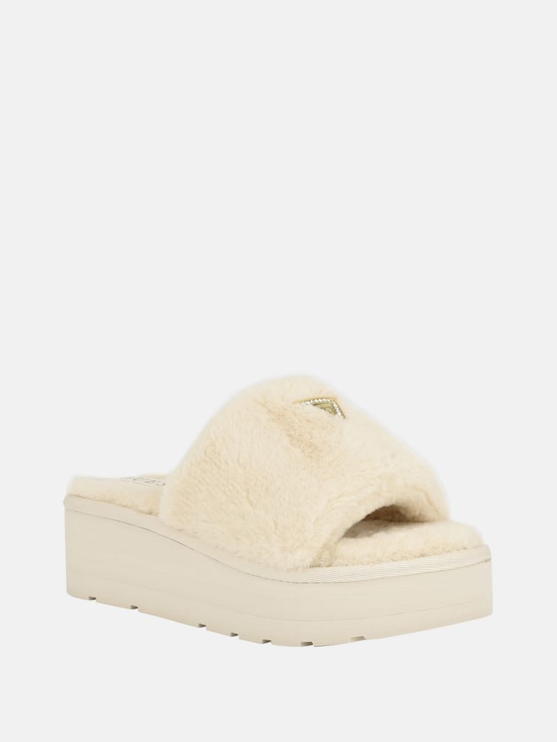 Synthie Shearling Platform Slippers
