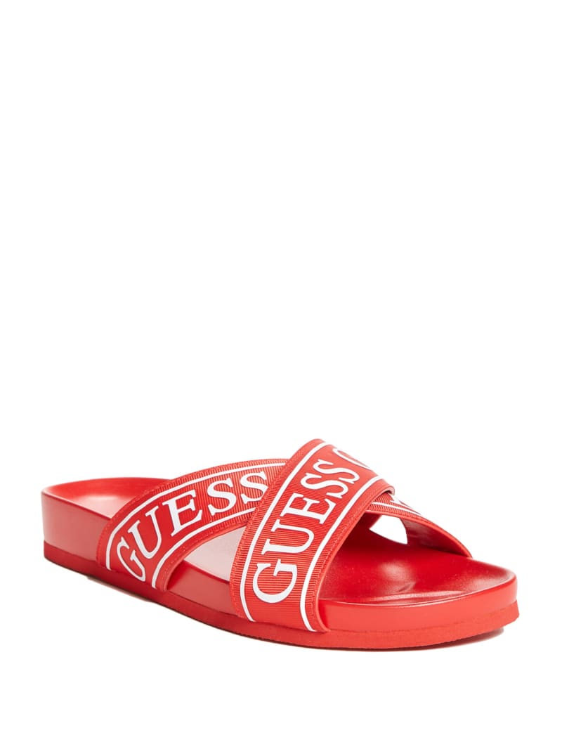 Teyanas Crisscross Logo Slide Sandals | GUESS Factory