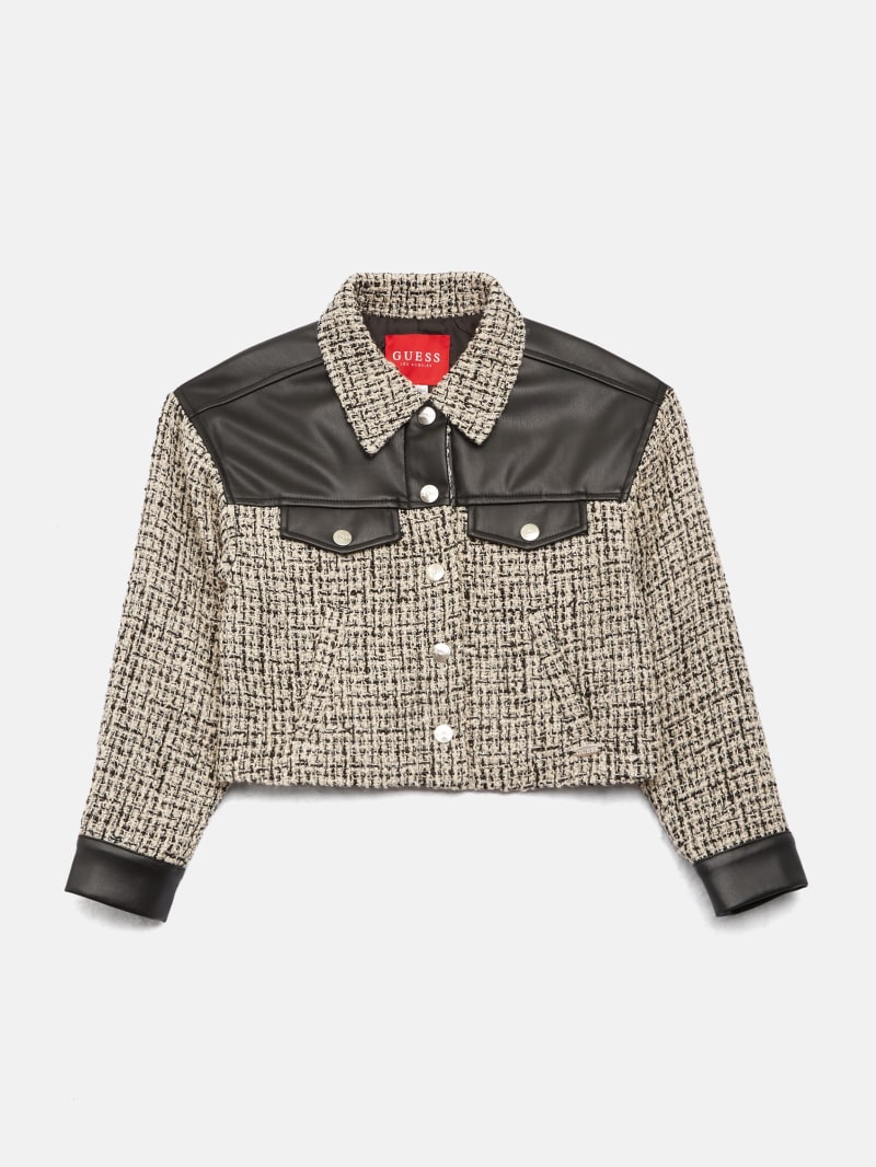 Tweed and Faux-Leather Jacket (7-14)