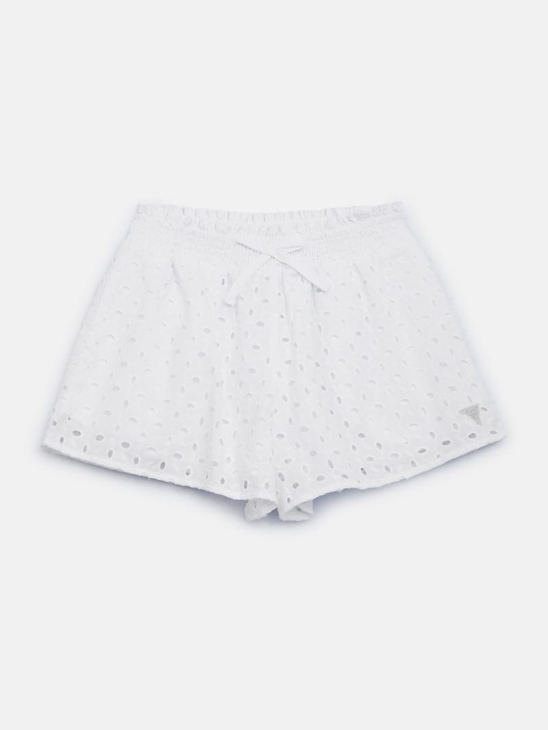White eyelet shorts top