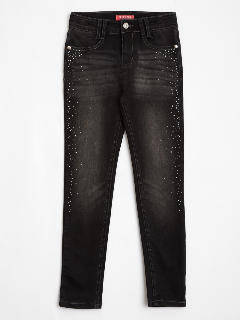 denim and rhinestone clothing