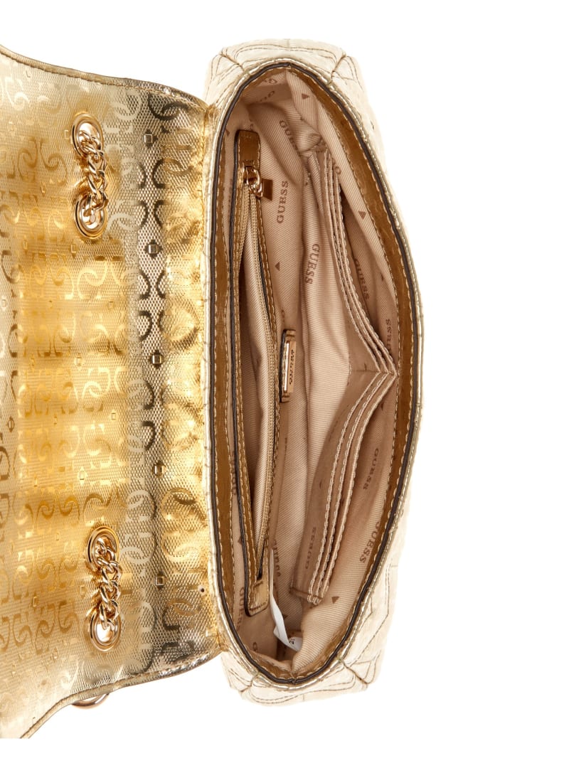GUESS Adelard Metallic Convertible Crossbody Gold One Size