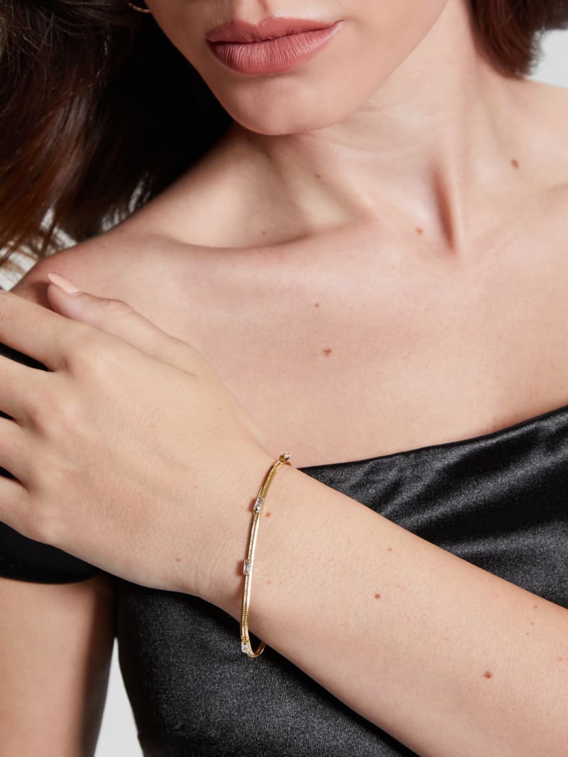 14K Gold Plated Baguette Snake Chain Bracelet GUESS