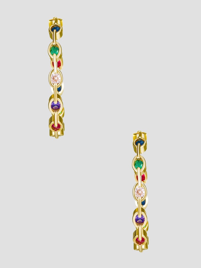 Gold hoop earrings with colored stones clearance