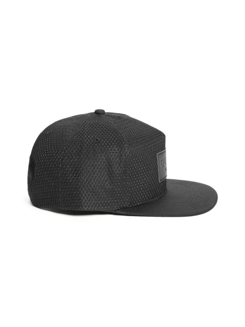 GUESS Dave Mesh Flat Brim Snapback Hat - Black