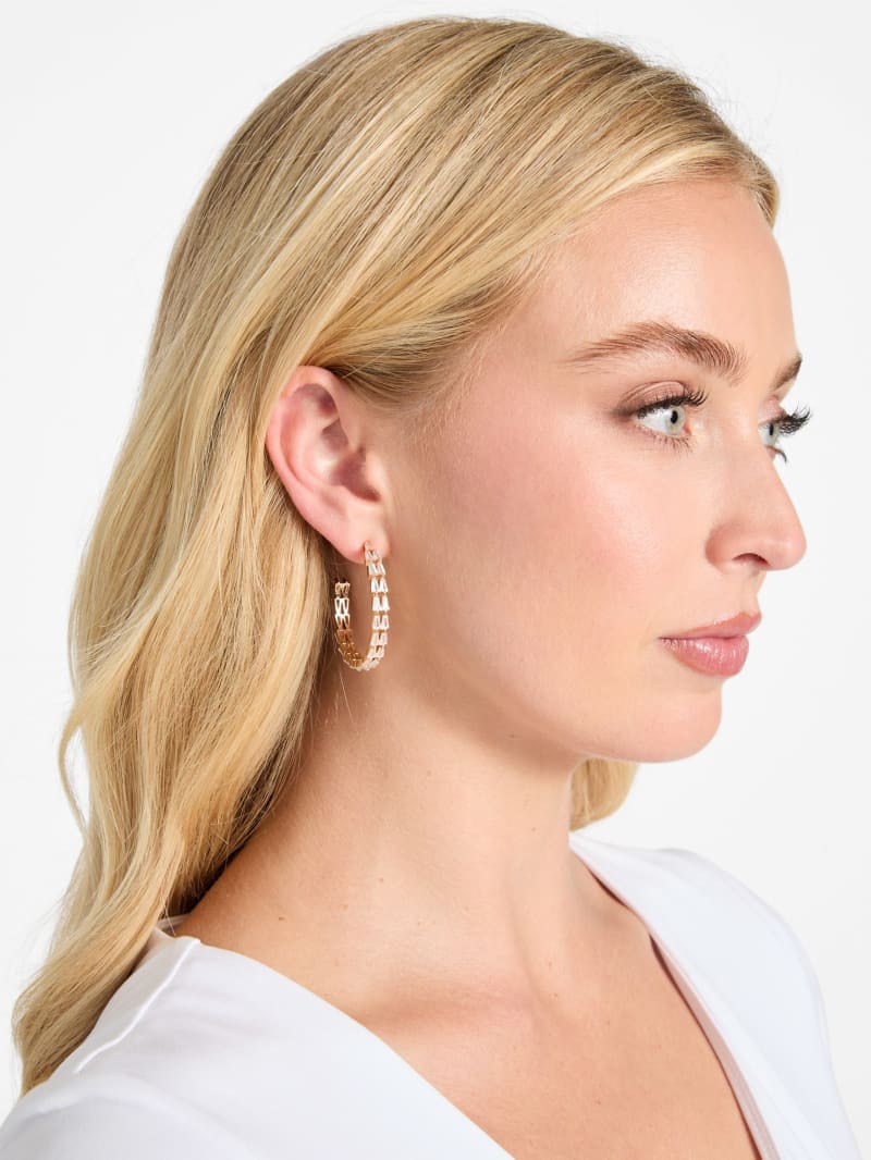 Gold-Tone Large Crystal Hoop Earrings