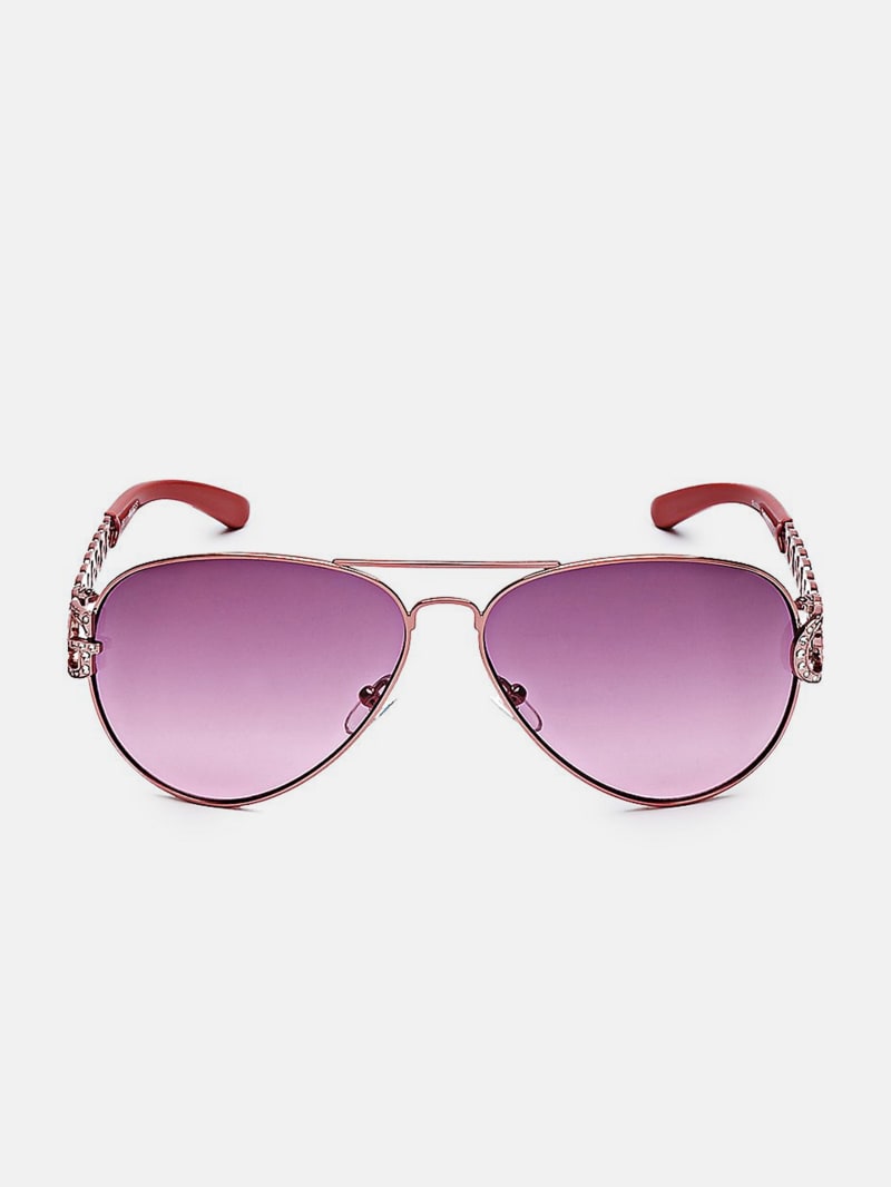Guess rose gold aviator sunglasses shop