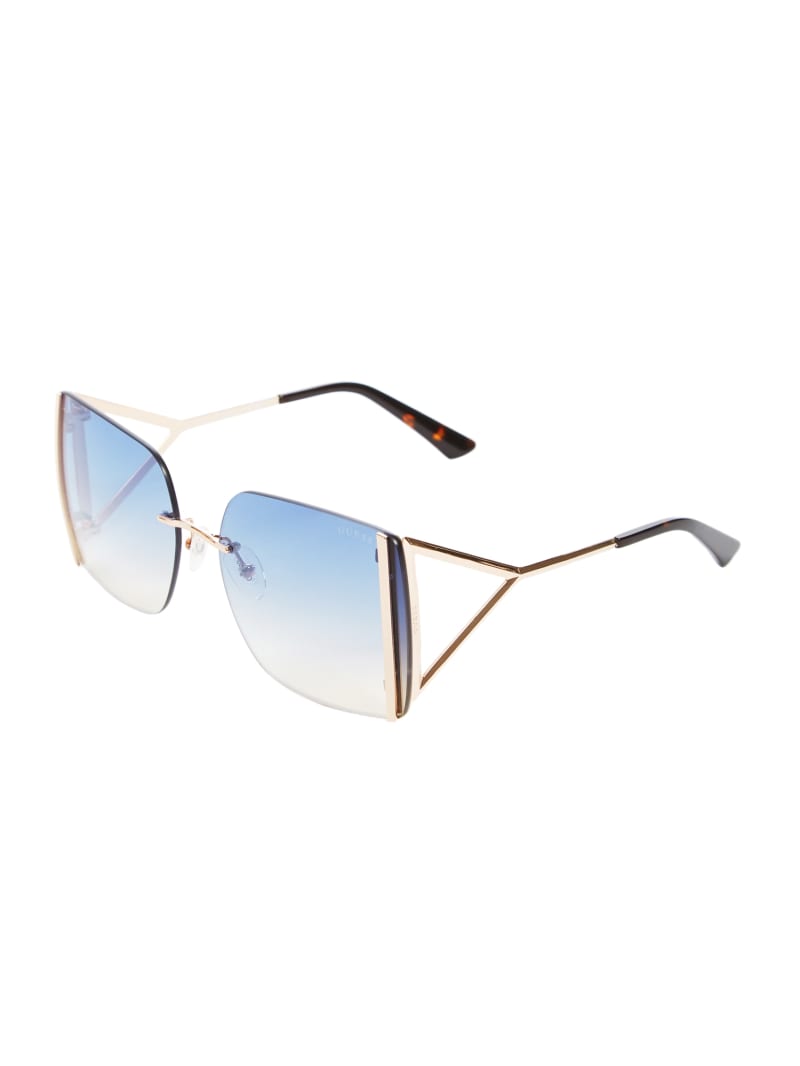 Guess Gold Rimless Square Sunglasses. 3