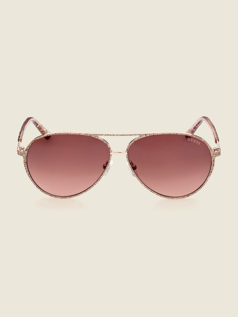 Animal Print Aviator Sunglasses GUESS