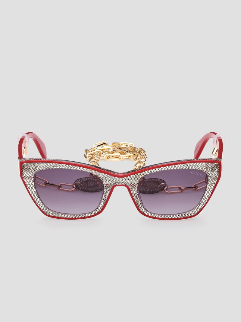 Metallic Plastic Cat-Eye Sunglasses