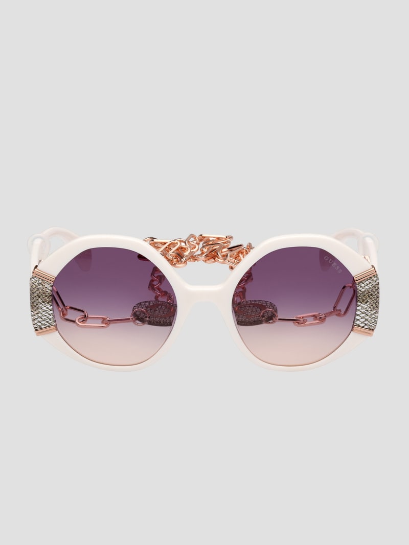Metallic Rim Geometric Sunglasses