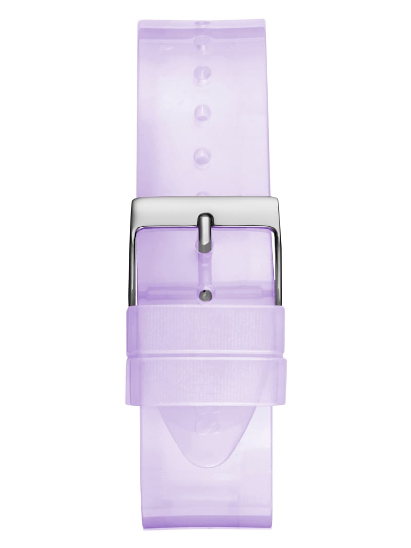 Silver Tone Crystal and Purple Silicone Analog Watch GUESS Factory Ca