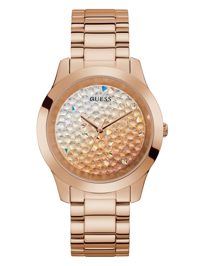 GUESS☆Gold-Tone Rhinestone Rose Analog Watch腕時計 Rose Gold-Tone Ombre Rhinestone Analog Watch | GUESS Factory