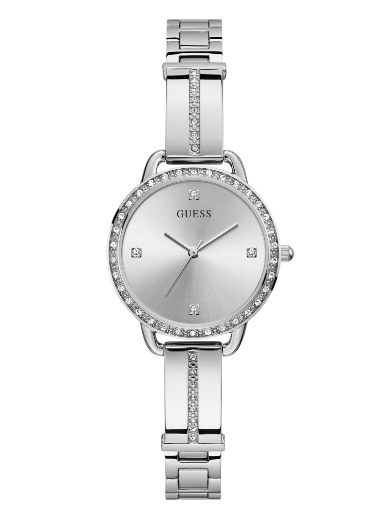 Silver-Tone Crystal Analog Watch | GUESS