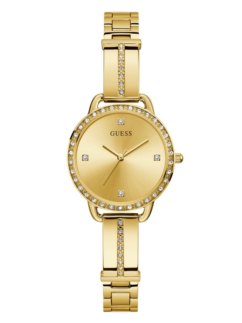 Guess men's stainless steel crystal dress watch sales